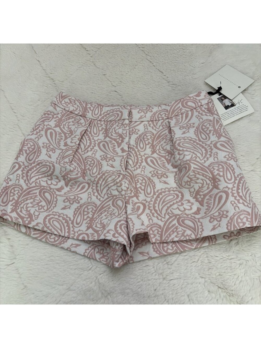 Victoria Beckham White Pink Damask Shorts Timeless Class 8 NWT